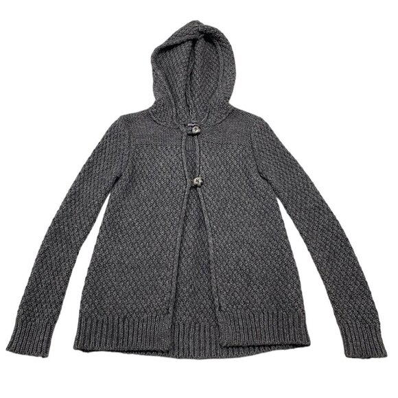 Elisabetta Collection Sweater Cardigan Coatigan Hood Button Knit Gray Size Small - Picture 4 of 16